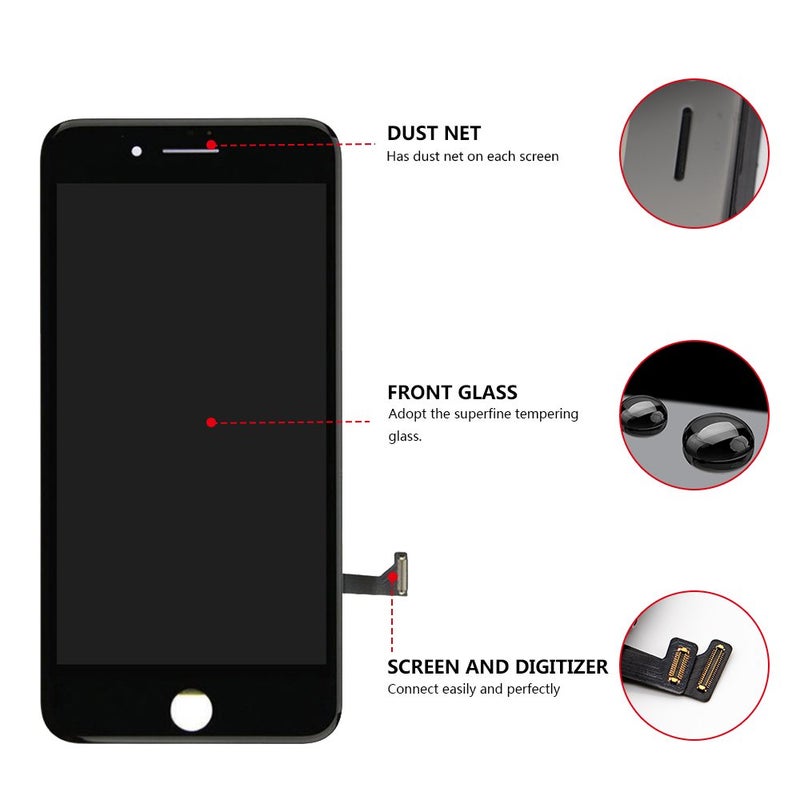 FFtopu for iPhone 8 Plus Screen Replacement Black, FFtopu iPhone 8 Plus LCD Display & Touch Screen Digitizer Frame Full Assembly Set with Free Repair Tool Kit for iPhone 8 Plus (5.5'') - Image 2